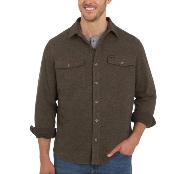 Wrangler Other - Wrangler NWT Flannel Knit Shirt Men’s Size Small Brown 1908340 Button Down,
